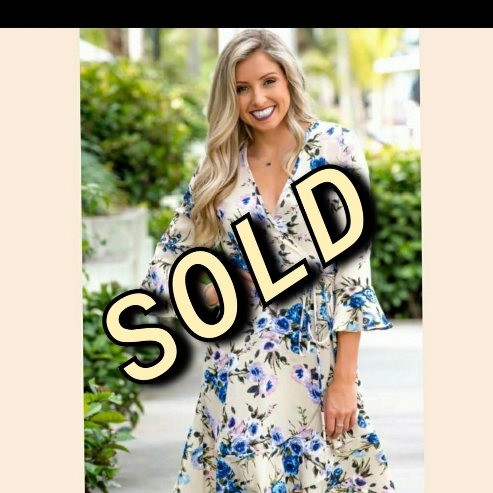 Floral ruffle wrap dress.